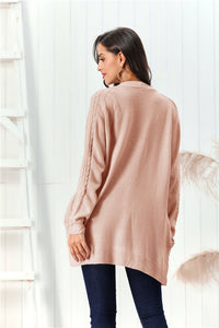Cable-Knit Open Front Long Sleeve Cardigan Trandify Deal