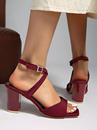 Women's open toe block heel sandals with ankle strap