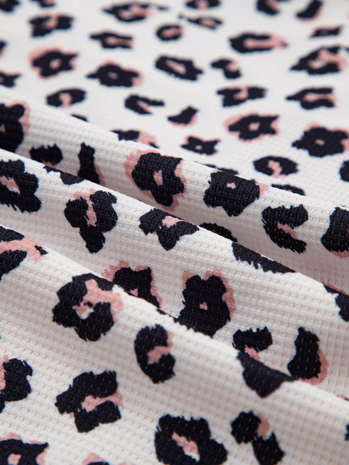 Leopard Print Quilted Jacket for Women - Cozy Waffle Textured