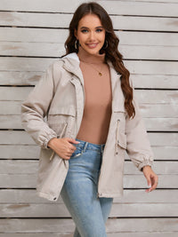 Drawstring Long Sleeve Hooded Jacket Trandify Deal