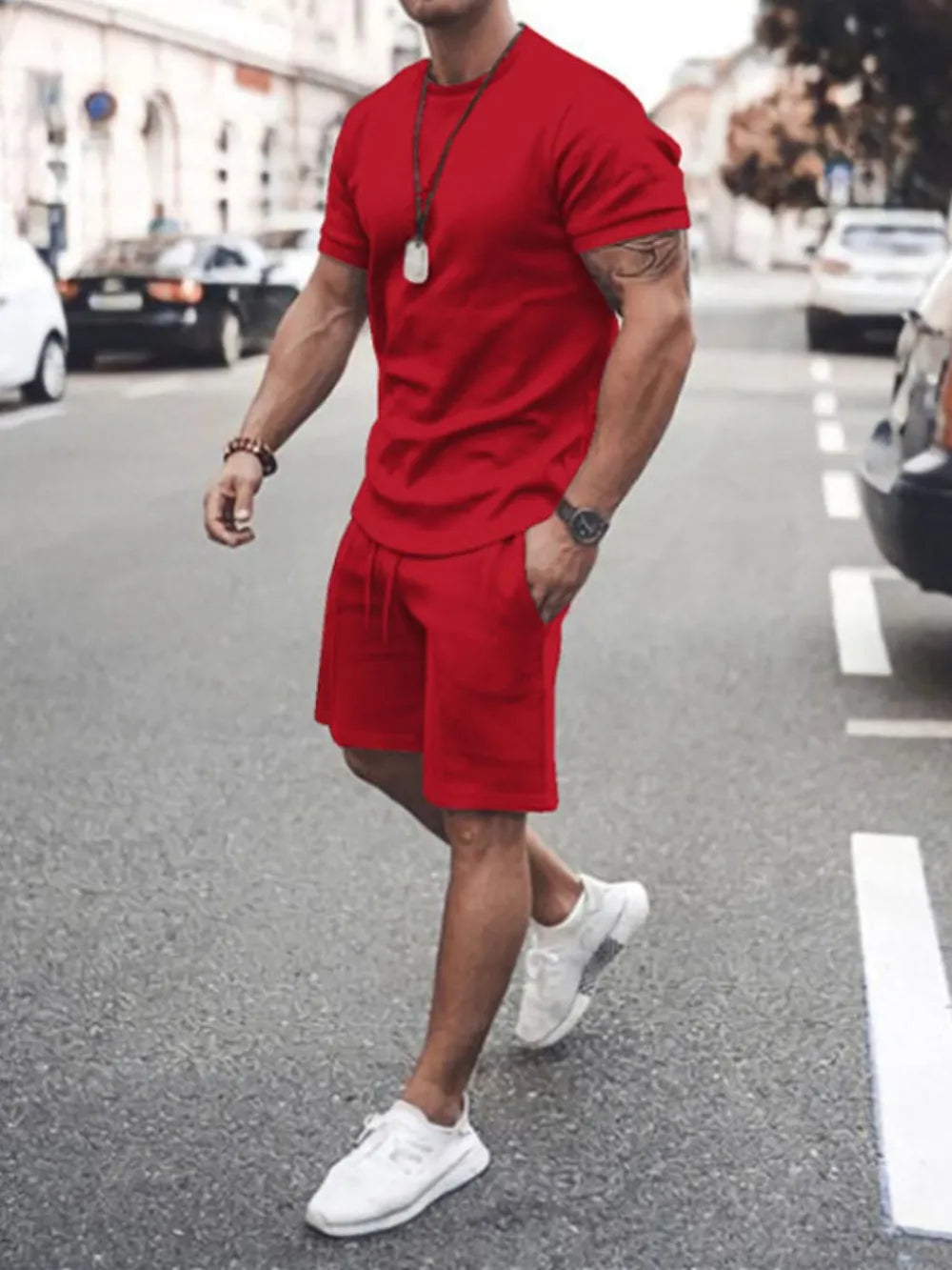 Men’s Plus Size Summer Outfit – 2-Piece T-Shirt & Shorts Set | Free Shipping