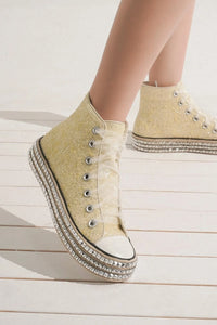 Beast Fashion Glitter Lace-Up Studded Platform Sneakers Trandify Deal