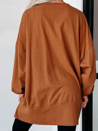 Sequin Letter Graphic Notched Long Sleeve Sweatshirt Trandify Deal