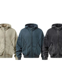 Men’s Distressed Zip-Up Hoodie – Soft Washed Cotton Streetwear Pullover