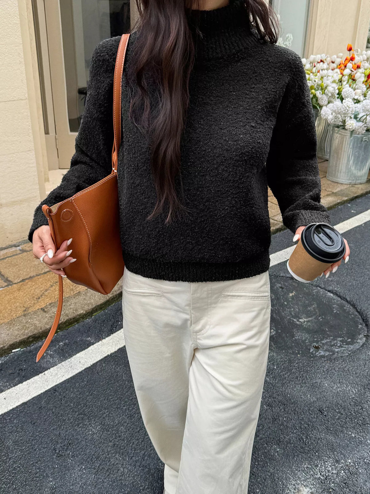 Women's Ribbed Turtleneck Sweater Long Sleeve Top for Fall Winter Fashion