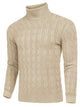 Men's Cable Knit Turtleneck Sweater worn by a model in cream