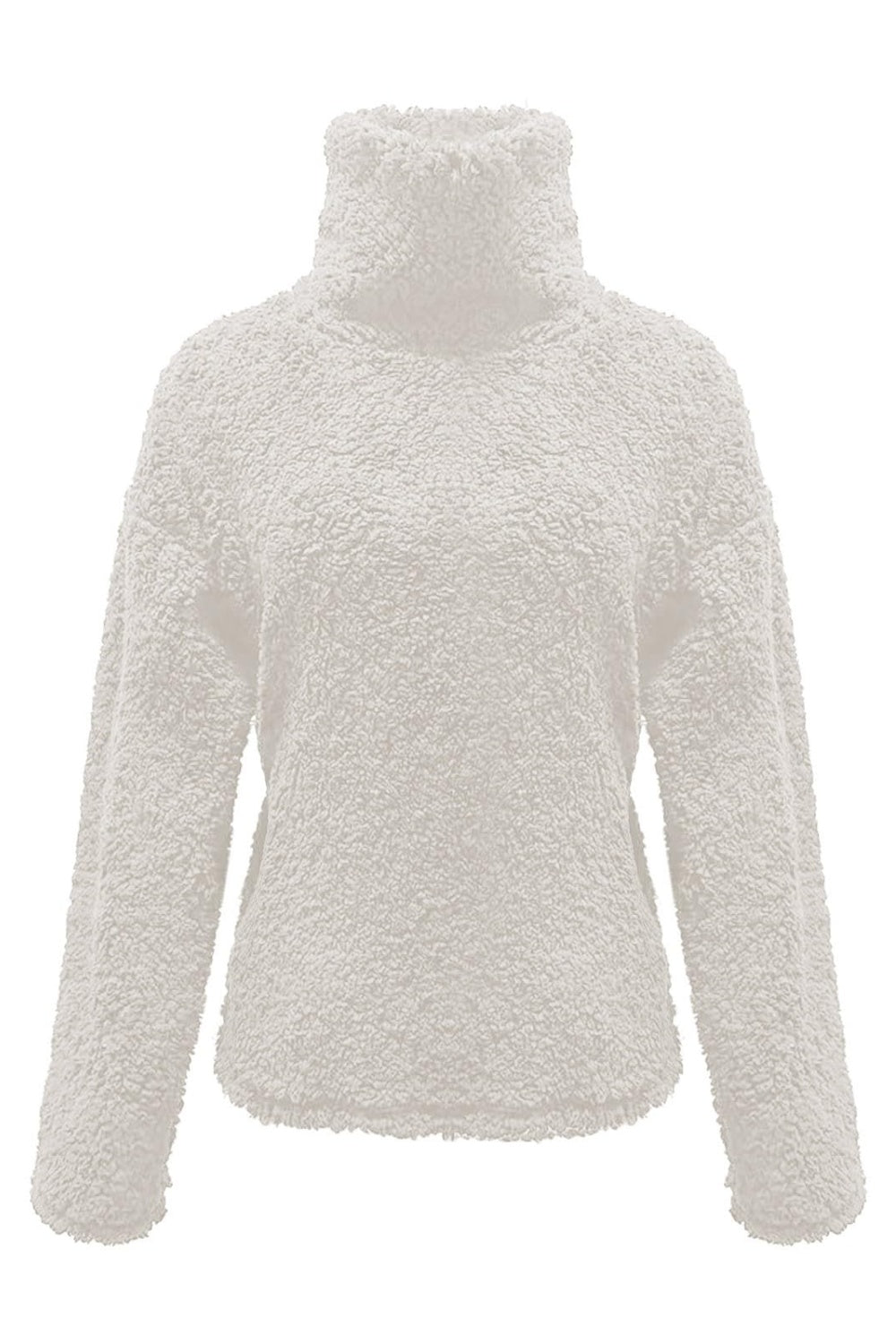 Fuzzy Turtleneck Long Sleeve Sweatshirt Trandify Deal