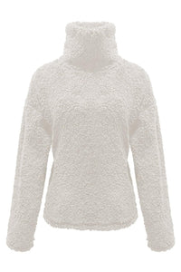 Fuzzy Turtleneck Long Sleeve Sweatshirt Trandify Deal