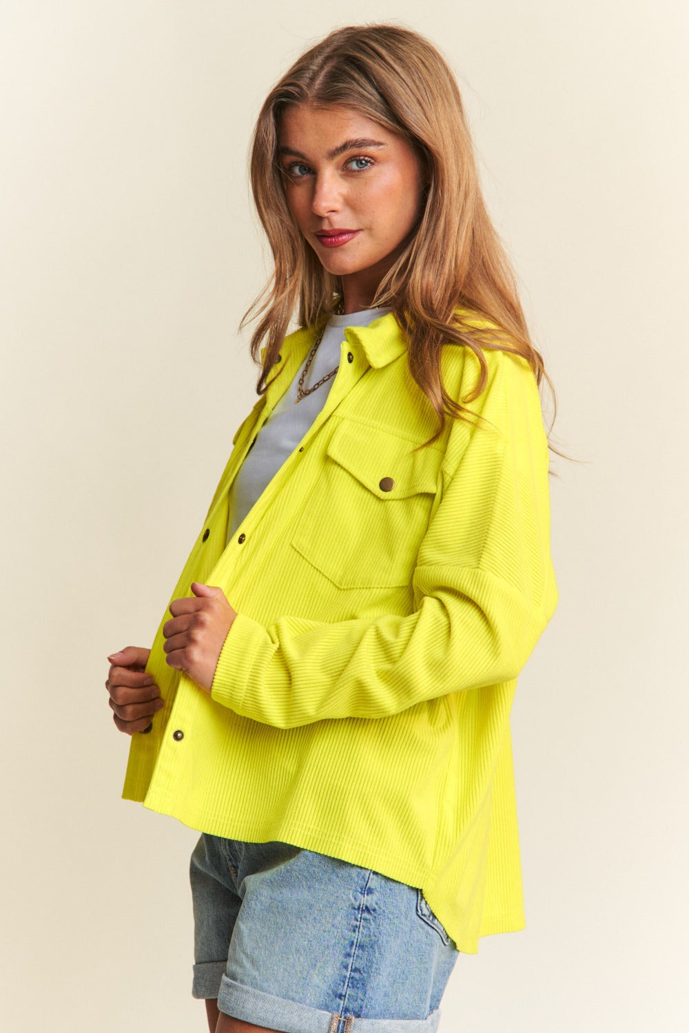 Stylish High-Low Hem Shacket for Women - TrandifyDeal