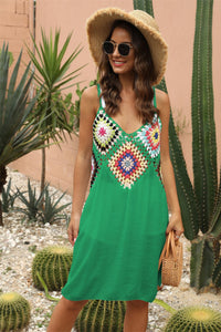 Geometric V-Neck Spaghetti Strap Cover Up Dress Trandify deal