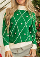 Diamond Pattern Contrast Trim Mock Neck Sweater Trandify Deal