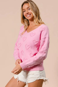 Valentines Heart Knit Top - Ribbed & Stretchable