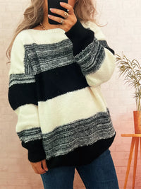 Women's Color Block Sweater | Casual Dropped Shoulder Pullover