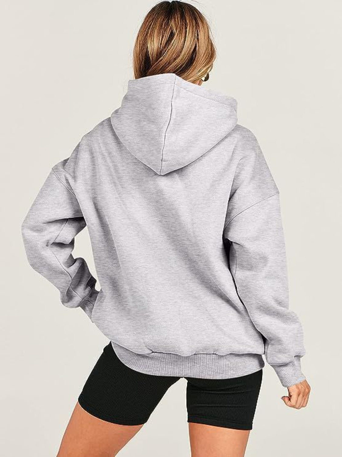Dropped Shoulder Long Sleeve Hoodie Trandify Deal