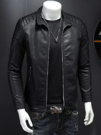 Plus Size Zip Up Jacket for Men - 100% PU