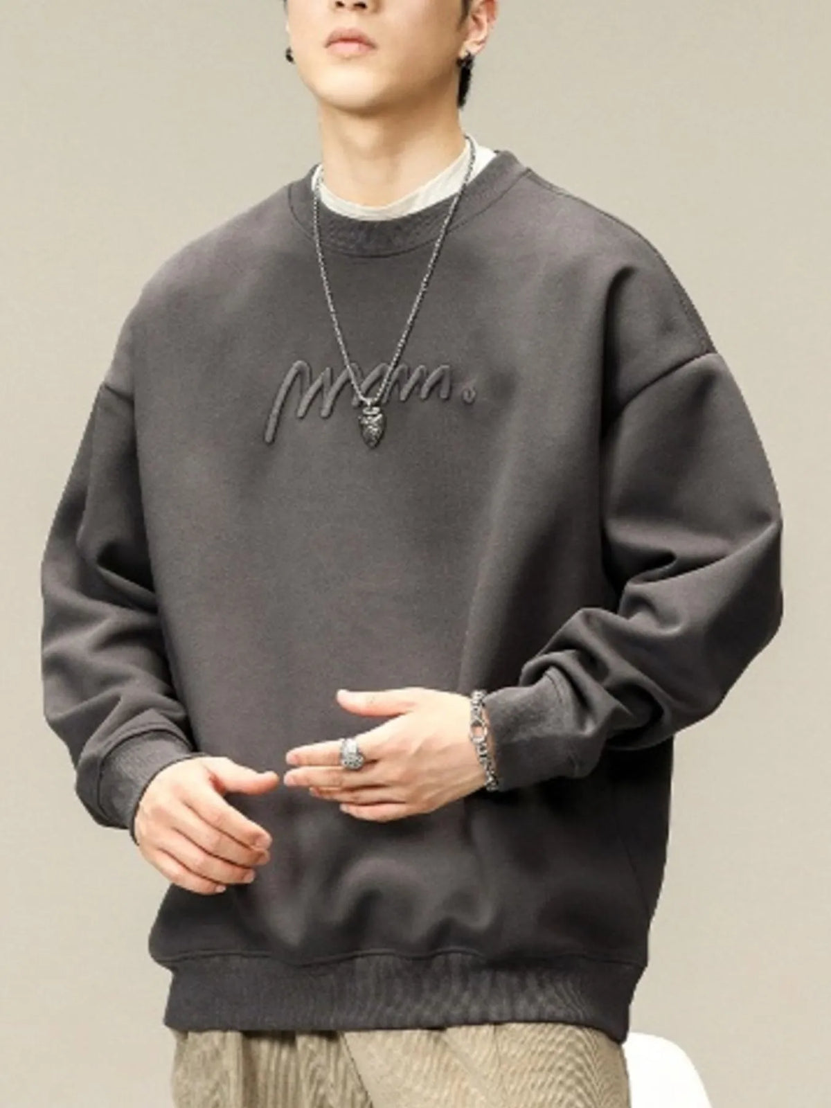 Soft Cotton-Blend Casual Sweatshirt for Men – Round Neck Comfort Wear