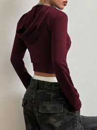 Letter Graphic Zip Up Long Sleeve Hoodie Trandify deal