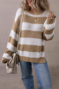 Color Block Round Neck Sweater – Trendy & Comfortable Knitwear Trandify Deal