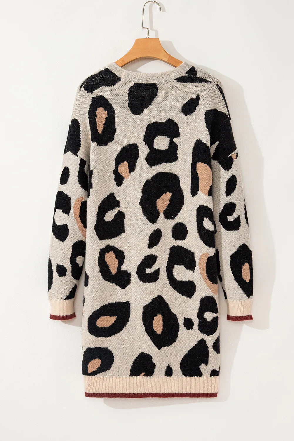 Leopard Open Front Long Sleeve Cardigan Trandify Deal