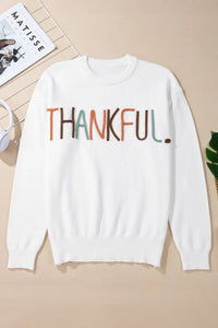 THANKFUL Round Neck Long Sleeve Knit Top Trandify Deal