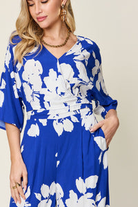 Double Take Full Size Printed Tie Back Wide Leg Jumpsuit Trandify deal