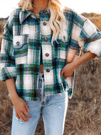 Women’s Fashion Plaid Shacket with Pockets - TrandifyDeal