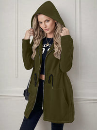 Women's lightweight zip up hoodie jacket in Green with front pockets.