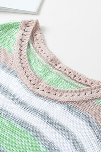 Contrast Striped Boat Neck Dropped Shoulder Sweater Trandify Deal