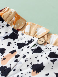 Ruffled Printed Mock Neck Cap Sleeve Blouse Trandify deal