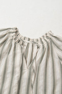 Women's Striped Frill Tie Neck Blouse