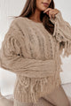 Cable Knit Fringe Round Neck Long Sleeve Sweater Trandify Deal