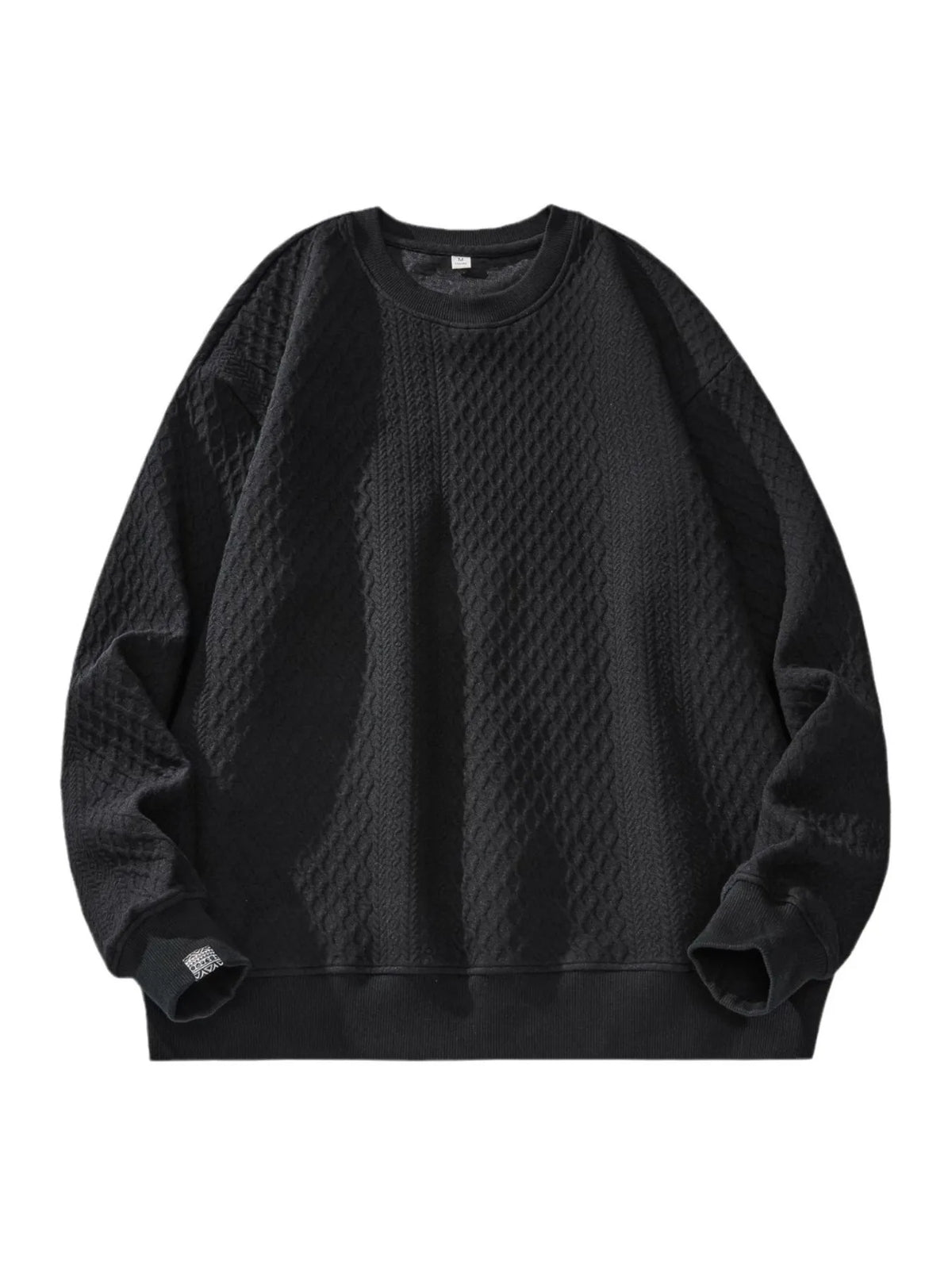 men's oversized waffle-knit sweatshirt crewneck long sleeve pullover casual style