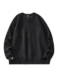 men's oversized waffle-knit sweatshirt crewneck long sleeve pullover casual style