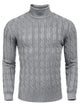 Men's Cable Knit Turtleneck Sweater worn by a model in Gray