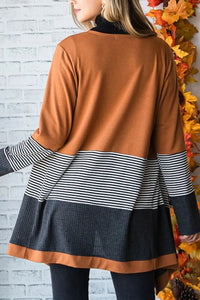Striped Open Front Long Sleeve Cover Up Trandify Deal