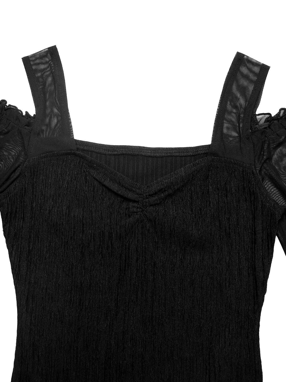 Sheer Cold Shoulder Bodysuit | Flounce Sleeve Top
