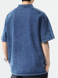 Men's Plus Size Short Sleeve Denim T-Shirt | 100% Cotton Casual Top