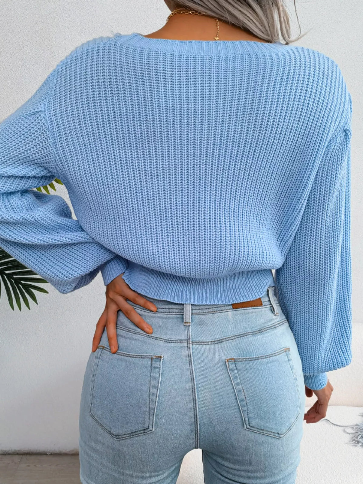 Women's Cropped Cable Knit Sweater | Crewneck Top