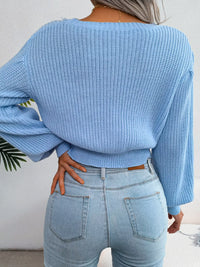 Women's Cropped Cable Knit Sweater | Crewneck Top