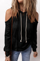 Cold Shoulder Long Sleeve Hoodie Trandify Deal