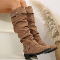 Buckle Round Toe Block Heel Boots Trandify Deal