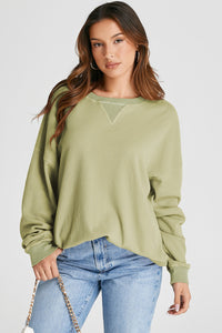 Waffle-Knit Long Sleeve Sweatshirt Trandify Deal
