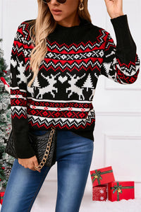Angel Wings Reindeer Round Neck Long Sleeve Sweater Trandify Deal