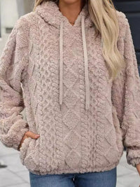 Drawstring Long Sleeve Plush Hoodie Trandify Deal