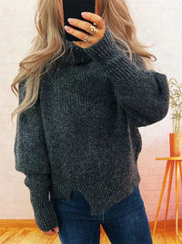 Women's Ribbed Turtleneck Sweater - Cozy Long Sleeve Top