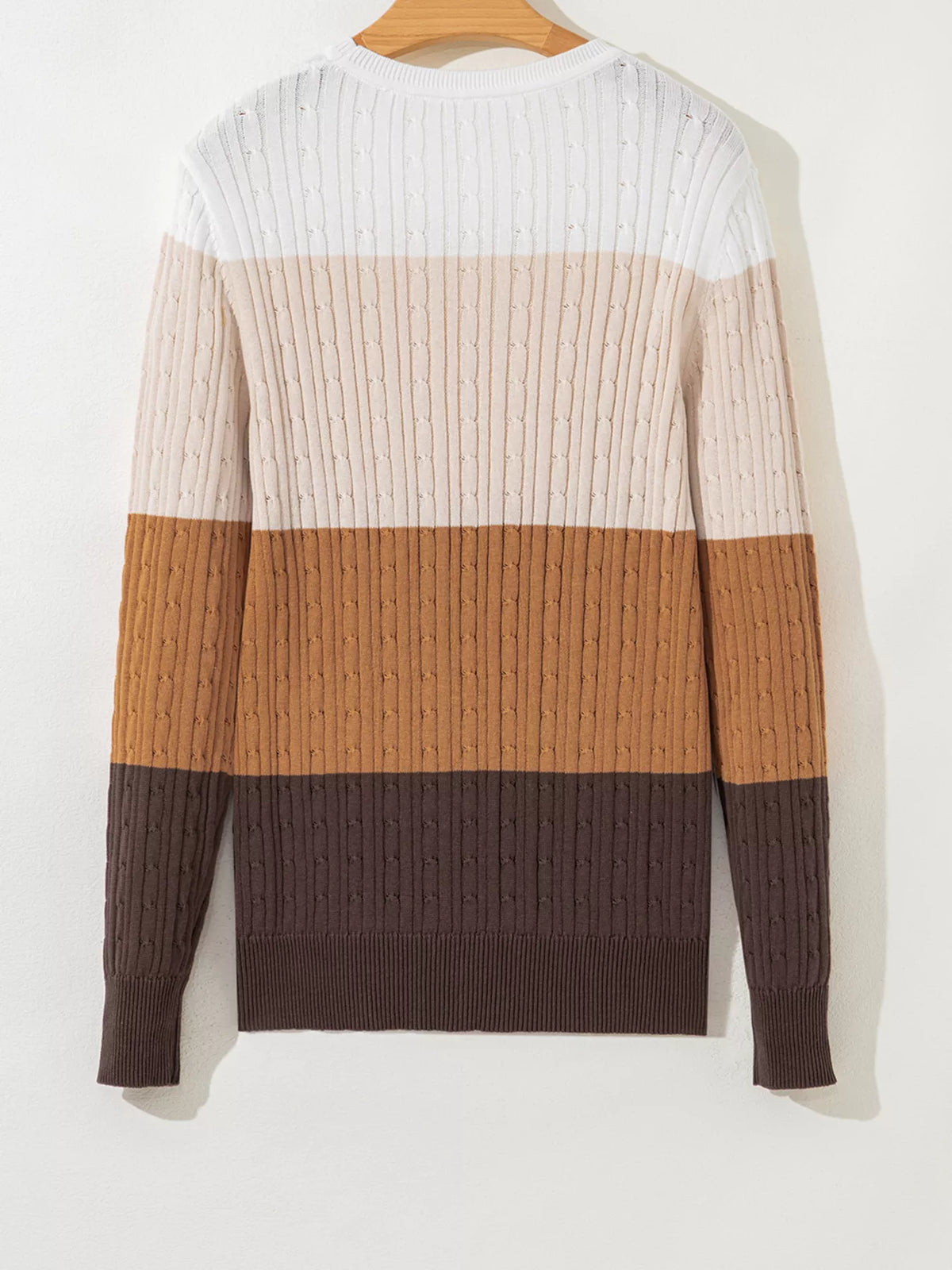 Women's Colorblock Cable Knit Sweater - 100% Cotton