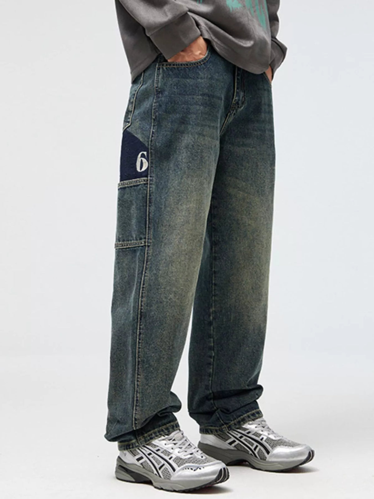 Men's Relaxed Fit Jeans - Washed Comfort Stretch Denim