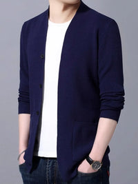 Men’s Plus Size Long Sleeve Cardigan with Pockets – Cozy & Stylish