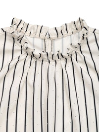Women's Striped Half Sleeve Blouse laid flat on a table with accessories