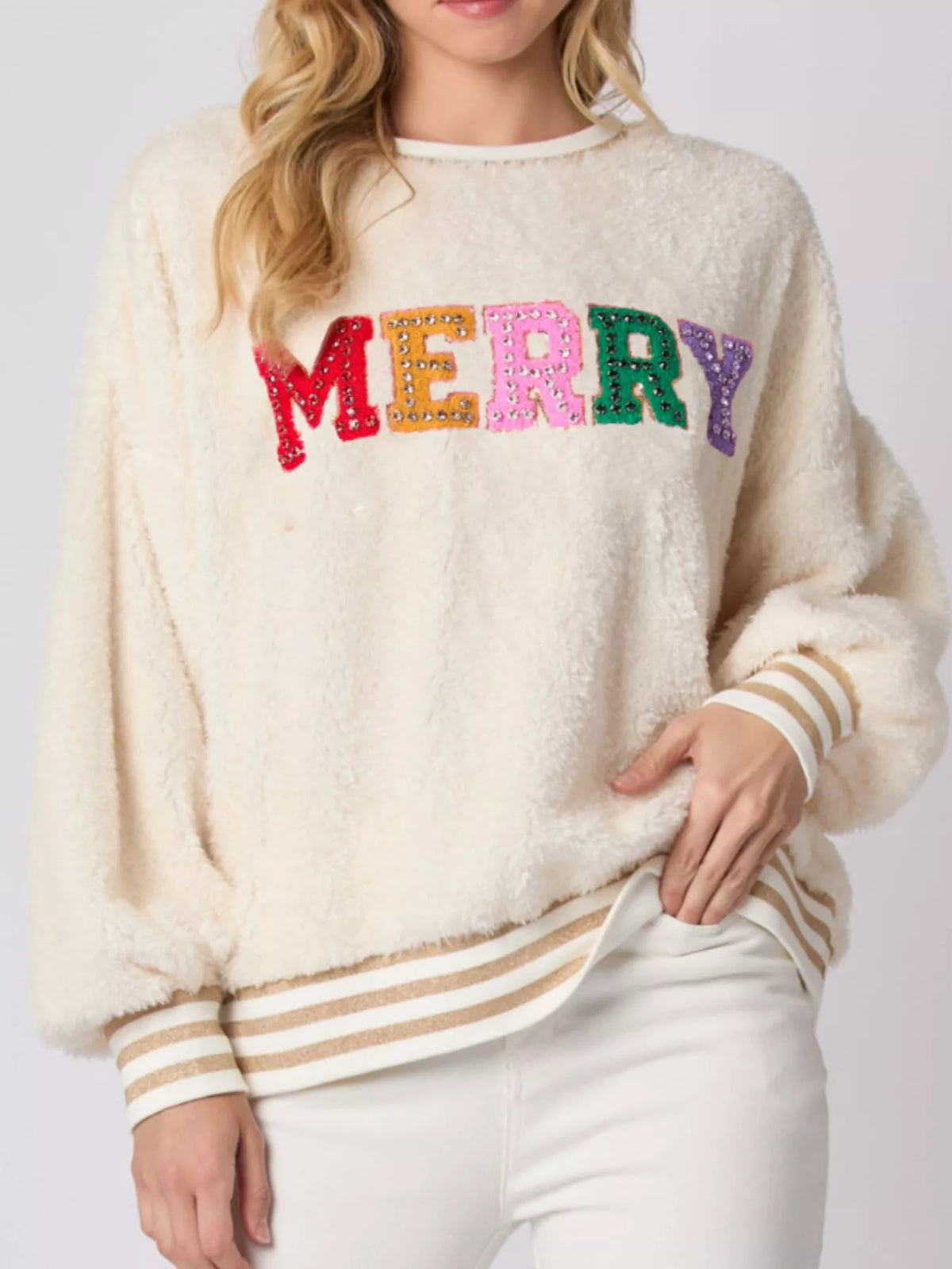 Rhinestone Christmas Sweatshirt - Iced Out Holiday Pullover